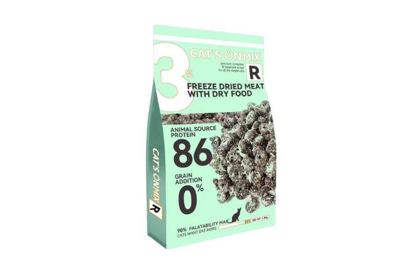 Cat's On Mix R dry cat food with freeze-dried meat toppings – 1.4kg bag for healthy digestion and coat