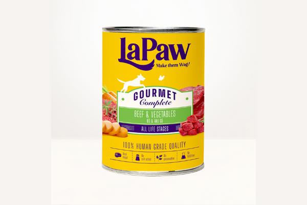 Lapaw Gourmet Complete canned dog food with beef and vegetables for all life stages – 100% human grade quality pet food