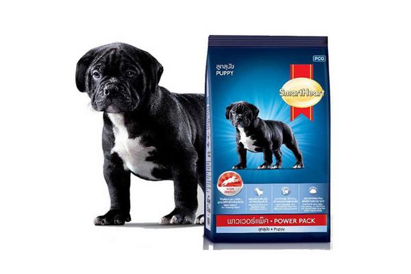 SmartHeart Puppy dry food with puppy illustration — suitable for young dogs needing high-quality nutrition in bulk packs